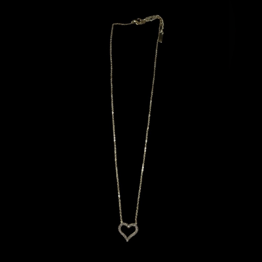 Gold Plated CZ Heart Necklace 16"-18" NEW